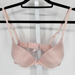 Womens Sz 36B Ultimate Upsize w/ Lace T Shirt Bra Padded Push Up Light Pink